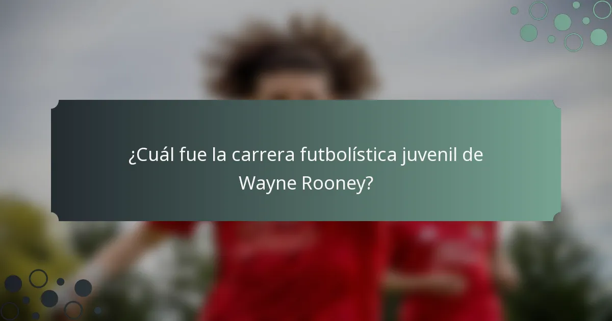 ¿Cuál fue la carrera futbolística juvenil de Wayne Rooney?