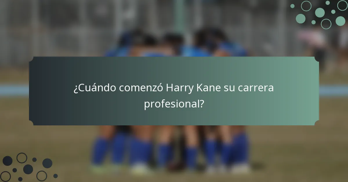 ¿Cuándo comenzó Harry Kane su carrera profesional?