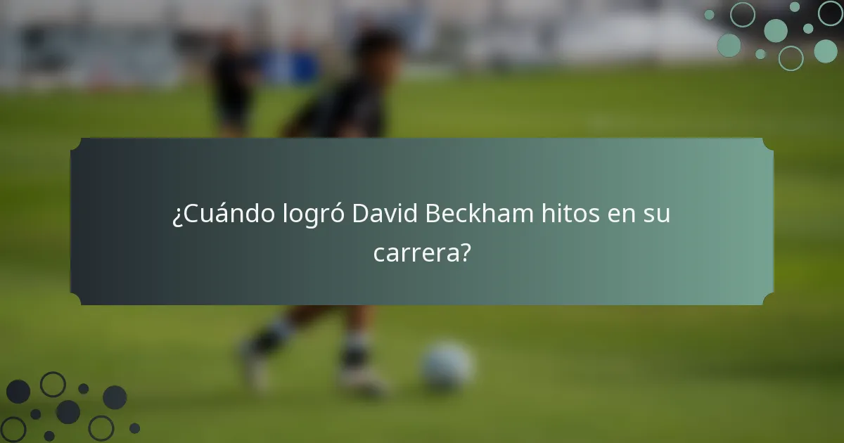 ¿Cuándo logró David Beckham hitos en su carrera?