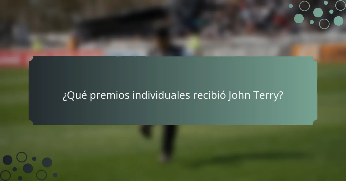 ¿Qué premios individuales recibió John Terry?