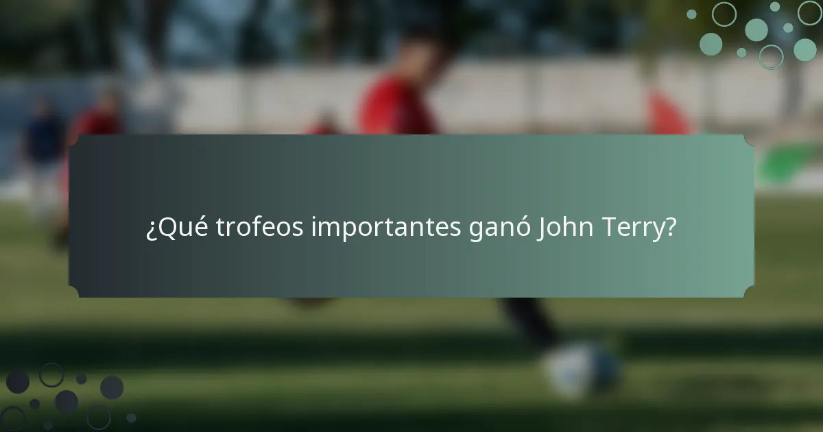 ¿Qué trofeos importantes ganó John Terry?