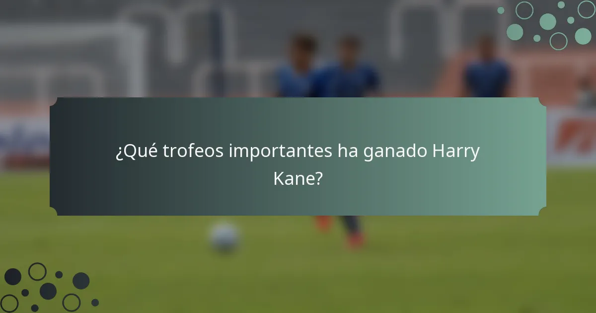 ¿Qué trofeos importantes ha ganado Harry Kane?